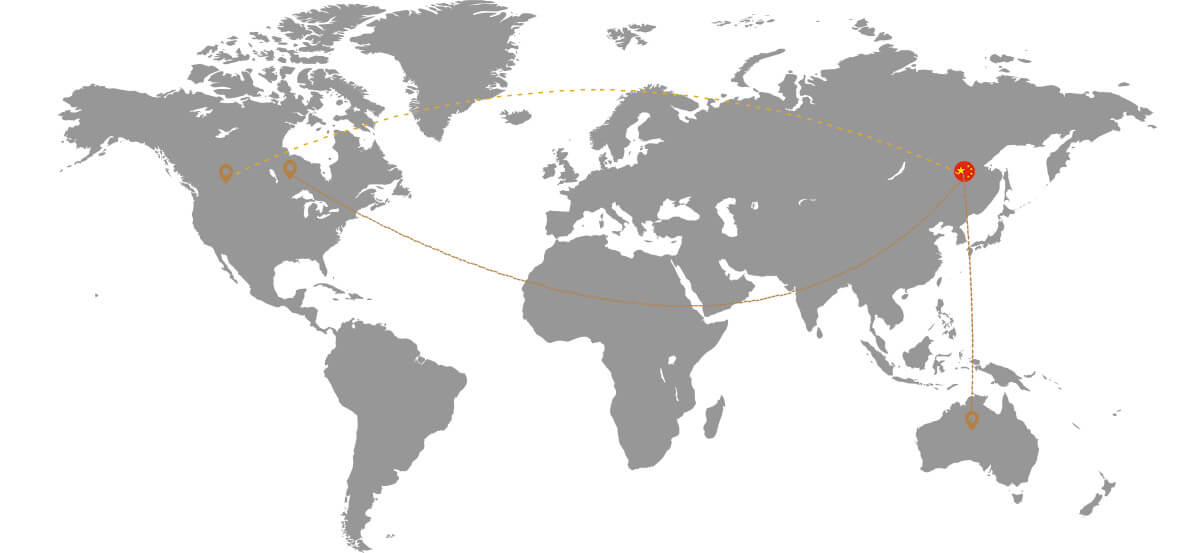 North America, South America, Europe, the Middle East, east Asia, southeast Asia and Africa